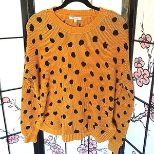 Madewell Orange Leopard Print Crew Neck Sweater Size Small